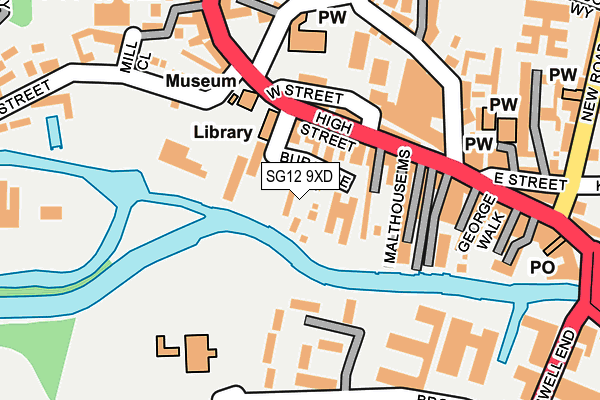 SG12 9XD map - OS OpenMap – Local (Ordnance Survey)