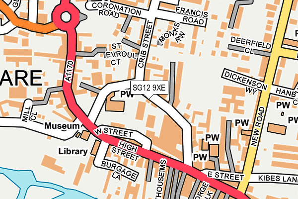 SG12 9XE map - OS OpenMap – Local (Ordnance Survey)