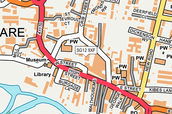 SG12 9XF map - OS OpenMap – Local (Ordnance Survey)