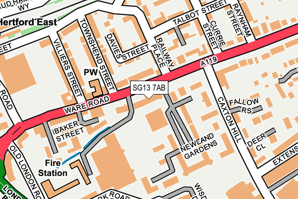 SG13 7AB map - OS OpenMap – Local (Ordnance Survey)