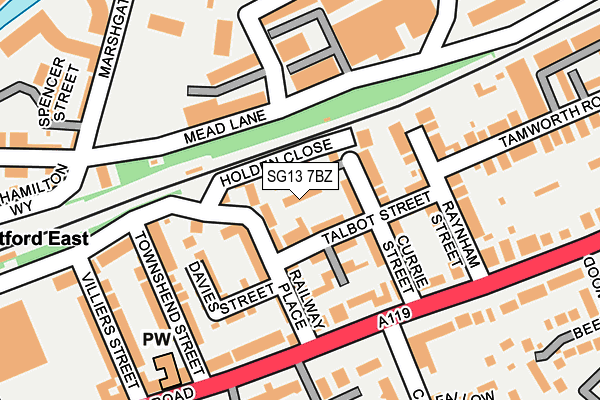 SG13 7BZ map - OS OpenMap – Local (Ordnance Survey)