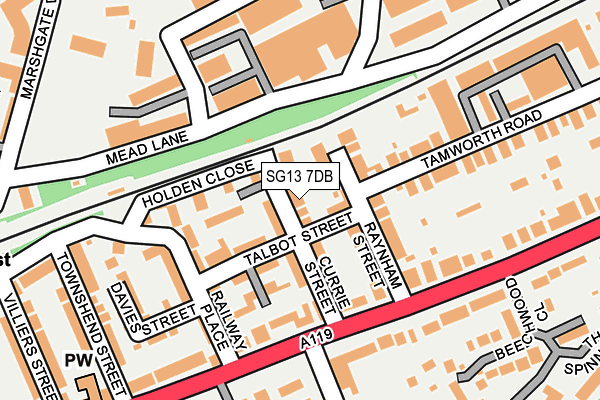 SG13 7DB map - OS OpenMap – Local (Ordnance Survey)