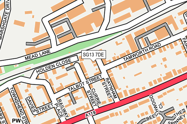 SG13 7DE map - OS OpenMap – Local (Ordnance Survey)