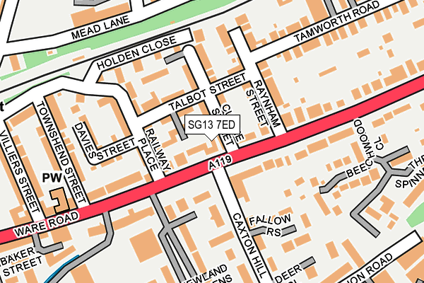 SG13 7ED map - OS OpenMap – Local (Ordnance Survey)