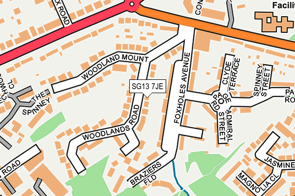 SG13 7JE map - OS OpenMap – Local (Ordnance Survey)