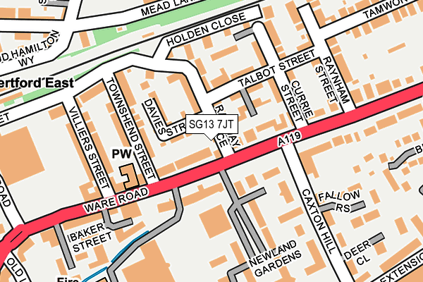 SG13 7JT map - OS OpenMap – Local (Ordnance Survey)