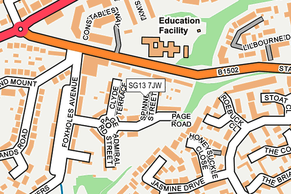 SG13 7JW map - OS OpenMap – Local (Ordnance Survey)