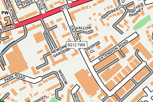 SG13 7WX map - OS OpenMap – Local (Ordnance Survey)