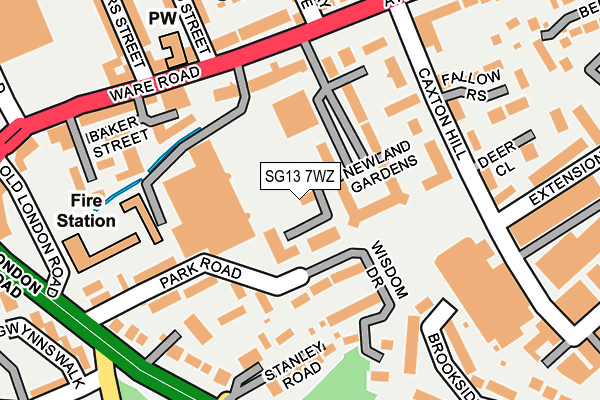 SG13 7WZ map - OS OpenMap – Local (Ordnance Survey)