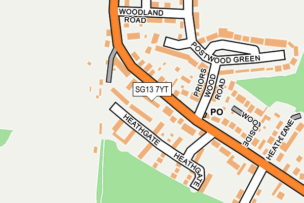 SG13 7YT map - OS OpenMap – Local (Ordnance Survey)