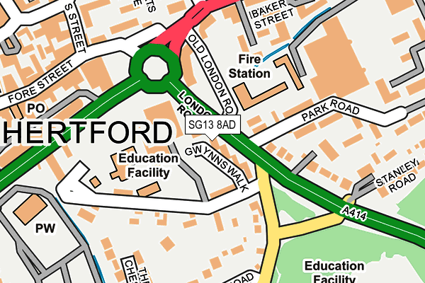 SG13 8AD map - OS OpenMap – Local (Ordnance Survey)