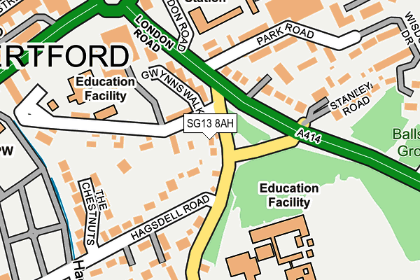 SG13 8AH map - OS OpenMap – Local (Ordnance Survey)