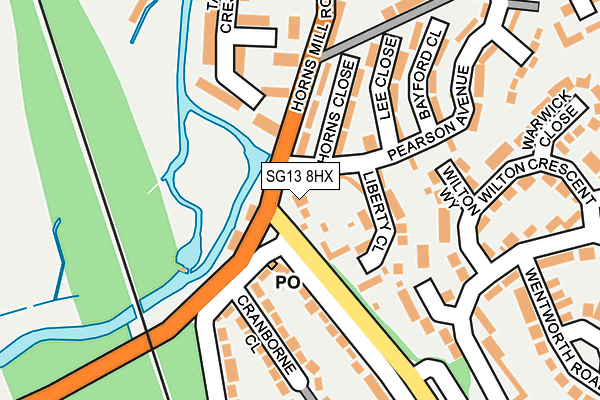 SG13 8HX map - OS OpenMap – Local (Ordnance Survey)