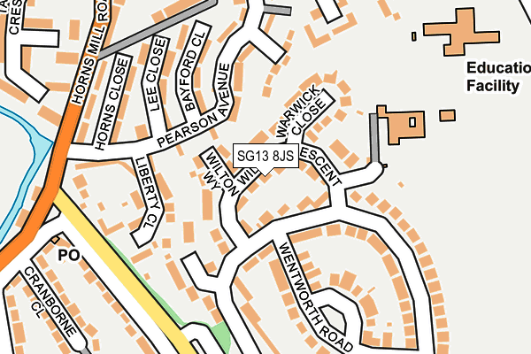 SG13 8JS map - OS OpenMap – Local (Ordnance Survey)