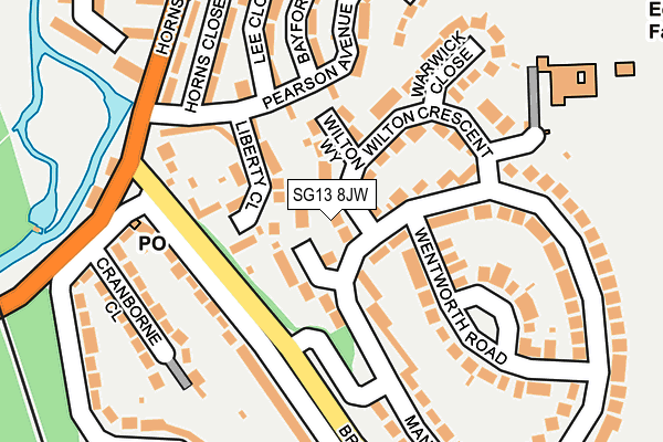 SG13 8JW map - OS OpenMap – Local (Ordnance Survey)