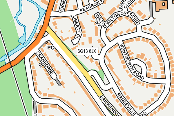 SG13 8JX map - OS OpenMap – Local (Ordnance Survey)