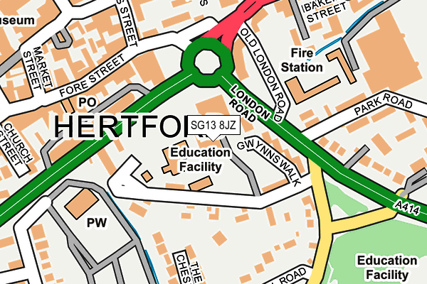 SG13 8JZ map - OS OpenMap – Local (Ordnance Survey)