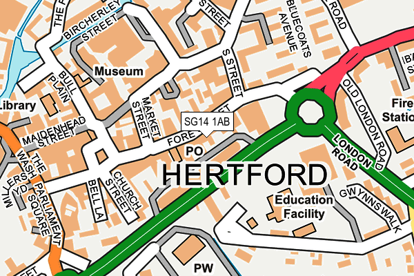 SG14 1AB map - OS OpenMap – Local (Ordnance Survey)