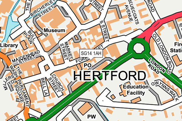 SG14 1AH map - OS OpenMap – Local (Ordnance Survey)