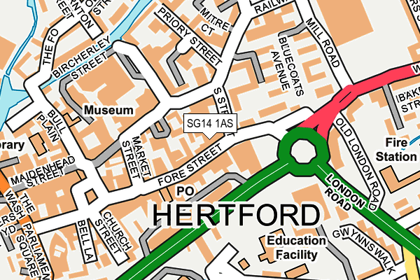 SG14 1AS map - OS OpenMap – Local (Ordnance Survey)