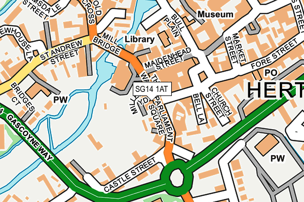 SG14 1AT map - OS OpenMap – Local (Ordnance Survey)