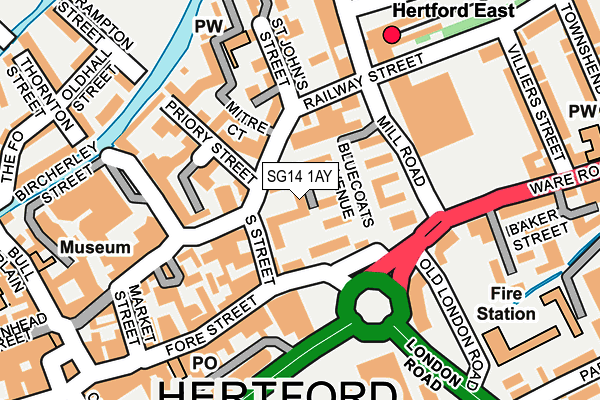 SG14 1AY map - OS OpenMap – Local (Ordnance Survey)