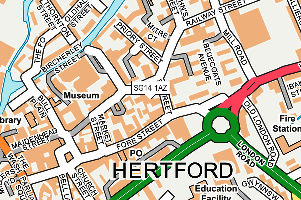 SG14 1AZ map - OS OpenMap – Local (Ordnance Survey)