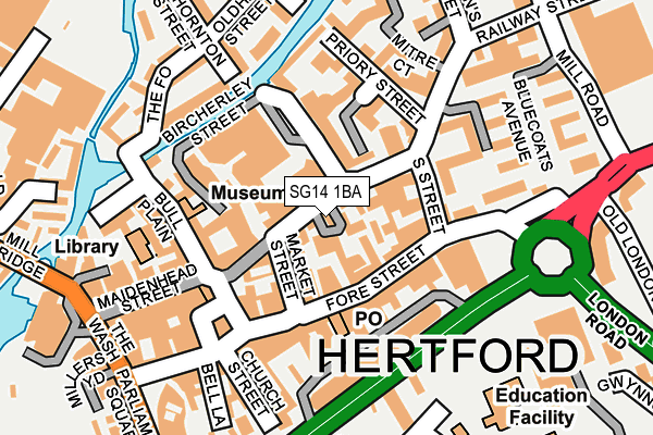 SG14 1BA map - OS OpenMap – Local (Ordnance Survey)