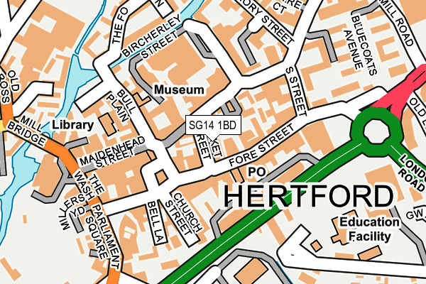 SG14 1BD map - OS OpenMap – Local (Ordnance Survey)