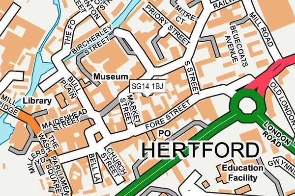 SG14 1BJ map - OS OpenMap – Local (Ordnance Survey)