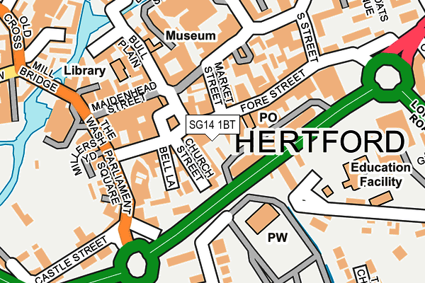 SG14 1BT map - OS OpenMap – Local (Ordnance Survey)