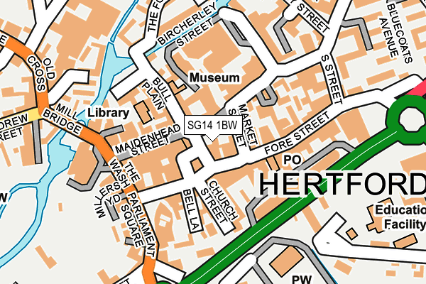 SG14 1BW map - OS OpenMap – Local (Ordnance Survey)