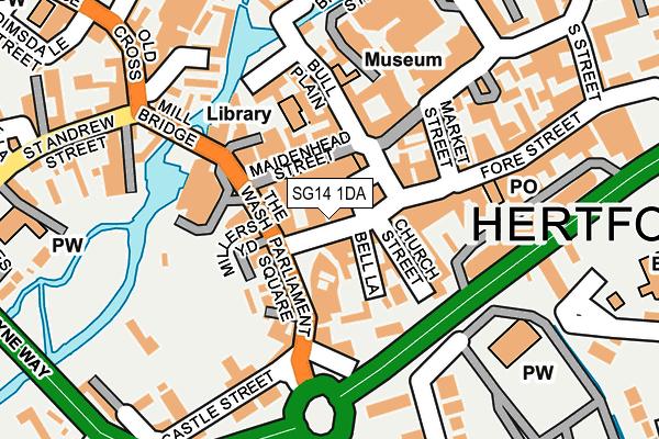 SG14 1DA map - OS OpenMap – Local (Ordnance Survey)