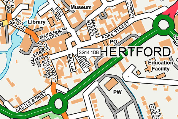 SG14 1DB map - OS OpenMap – Local (Ordnance Survey)