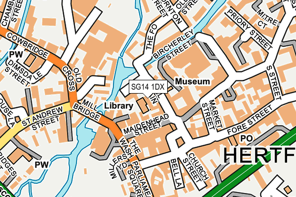 SG14 1DX map - OS OpenMap – Local (Ordnance Survey)