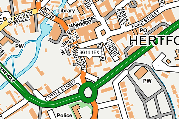 SG14 1EX map - OS OpenMap – Local (Ordnance Survey)