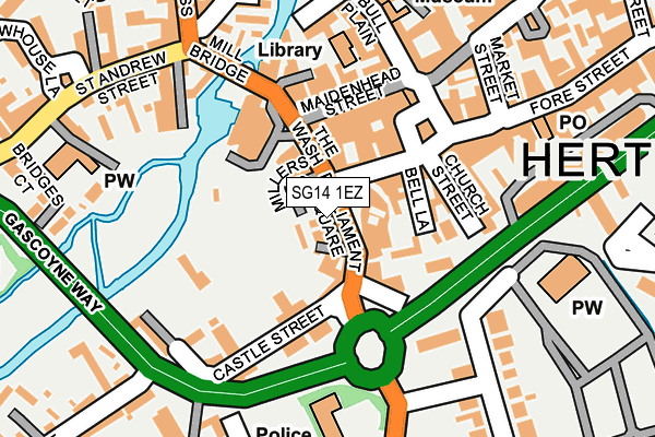 SG14 1EZ map - OS OpenMap – Local (Ordnance Survey)