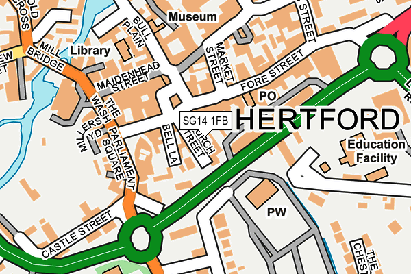 SG14 1FB map - OS OpenMap – Local (Ordnance Survey)