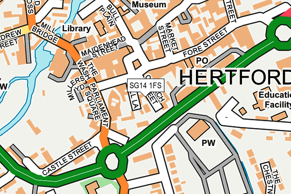 SG14 1FS map - OS OpenMap – Local (Ordnance Survey)