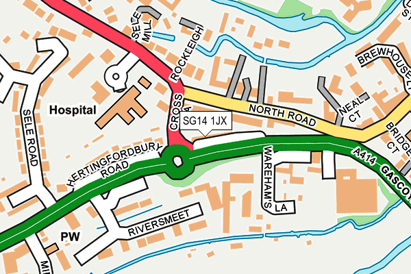SG14 1JX map - OS OpenMap – Local (Ordnance Survey)