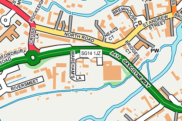 SG14 1JZ map - OS OpenMap – Local (Ordnance Survey)