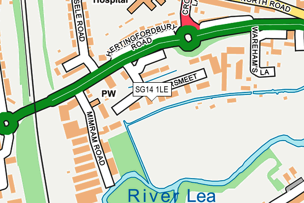 SG14 1LE map - OS OpenMap – Local (Ordnance Survey)