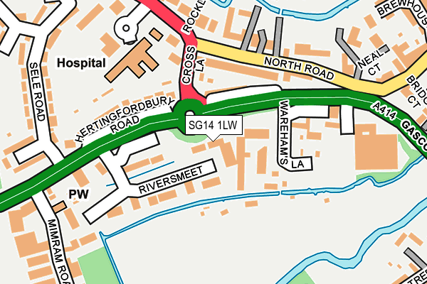SG14 1LW map - OS OpenMap – Local (Ordnance Survey)