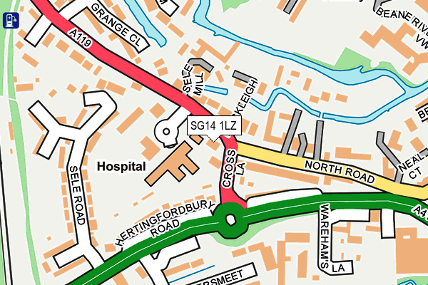 SG14 1LZ map - OS OpenMap – Local (Ordnance Survey)