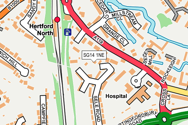 SG14 1NE map - OS OpenMap – Local (Ordnance Survey)