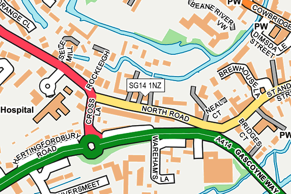 SG14 1NZ map - OS OpenMap – Local (Ordnance Survey)