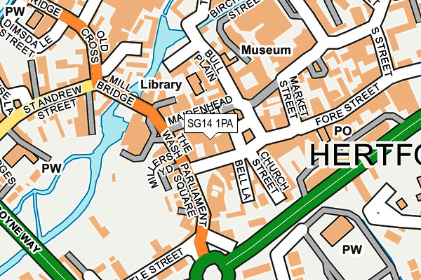 SG14 1PA map - OS OpenMap – Local (Ordnance Survey)
