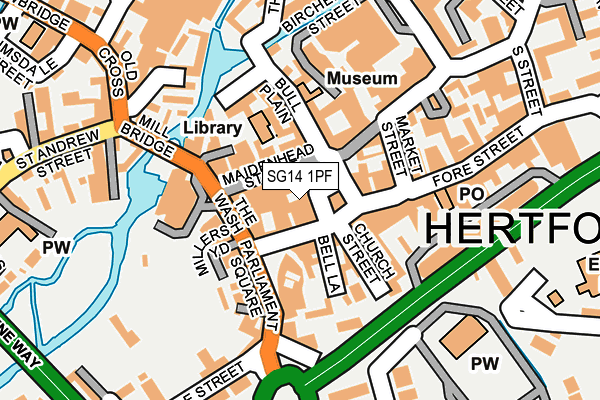 SG14 1PF map - OS OpenMap – Local (Ordnance Survey)