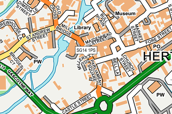 SG14 1PS map - OS OpenMap – Local (Ordnance Survey)