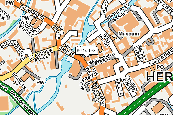 SG14 1PX map - OS OpenMap – Local (Ordnance Survey)